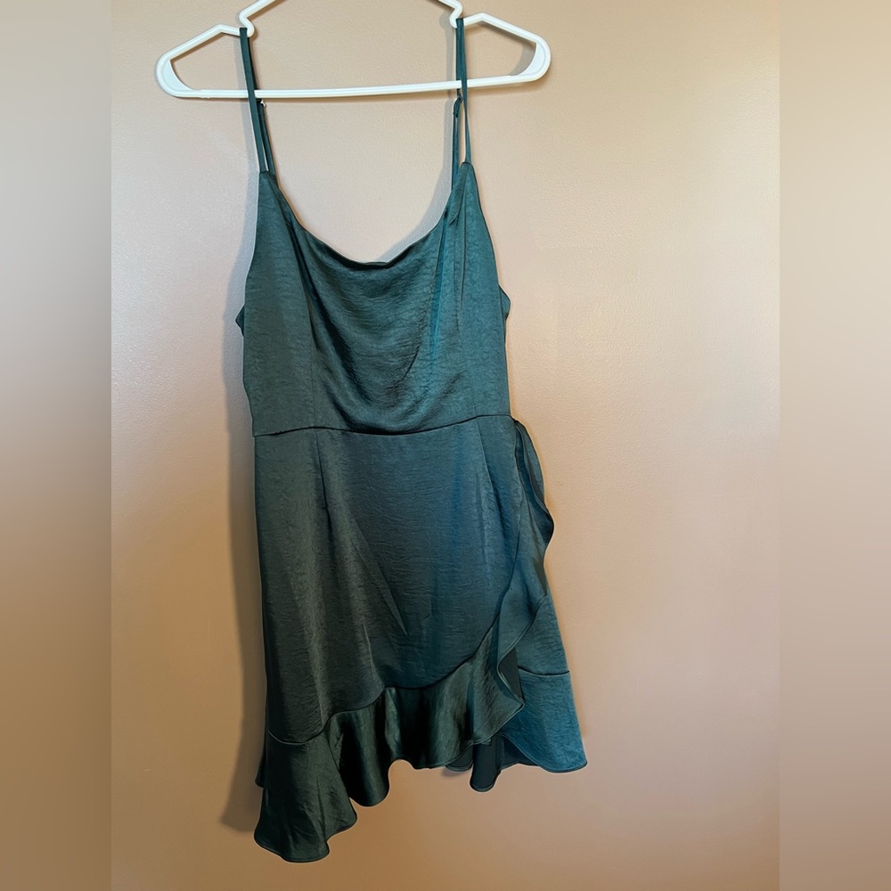 Teal Wild Fable satin dress NWT L